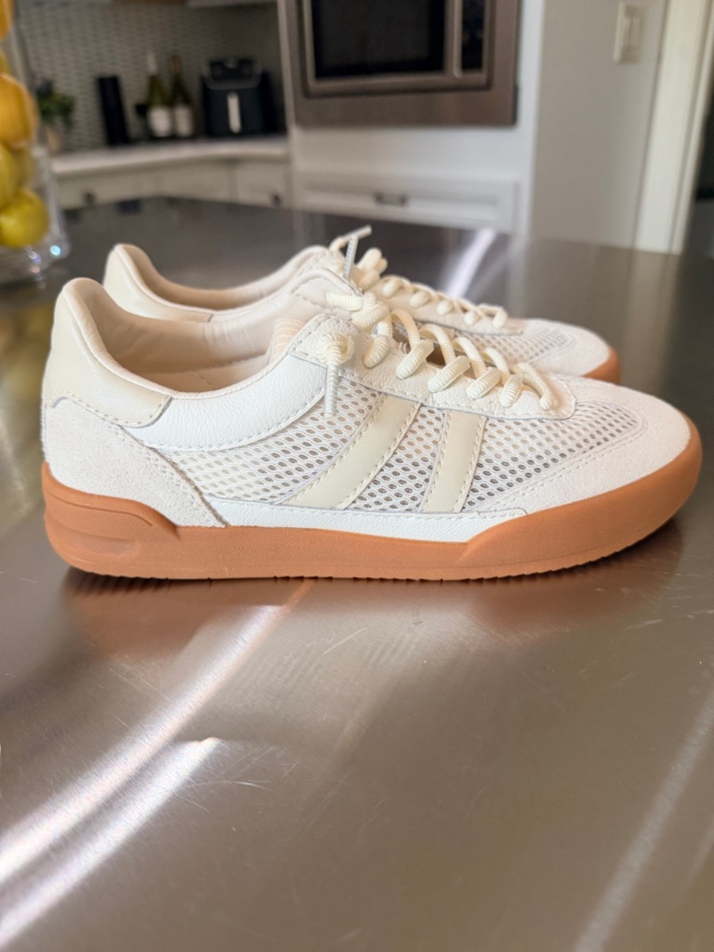 NWOT Steve Madden Cream Mesh Sneakers with Gum Sole